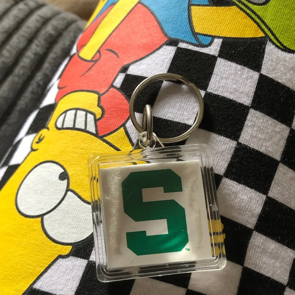 Michigan State University Green 'S' Keychain